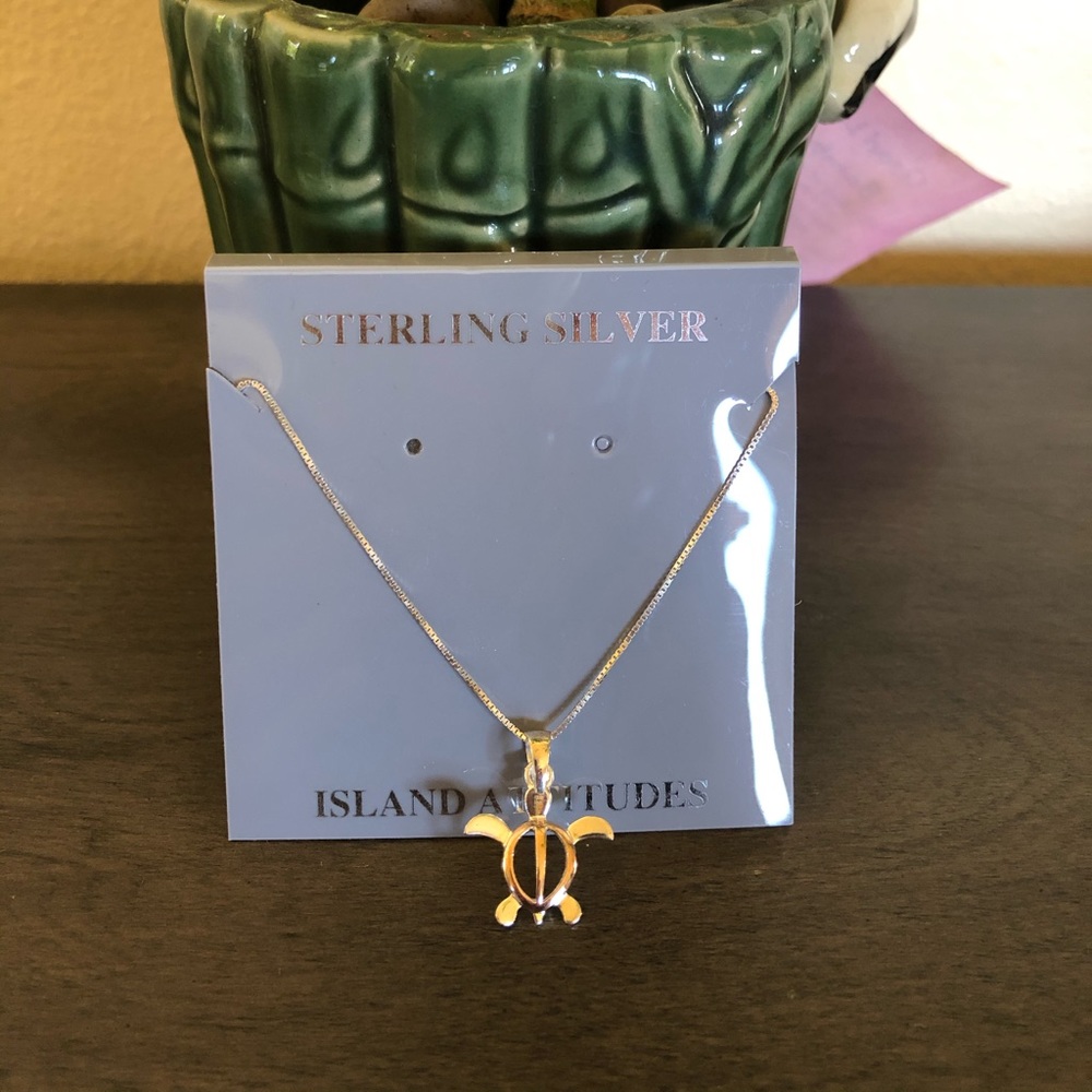 Turtle Pendant Sterling Silver Necklace